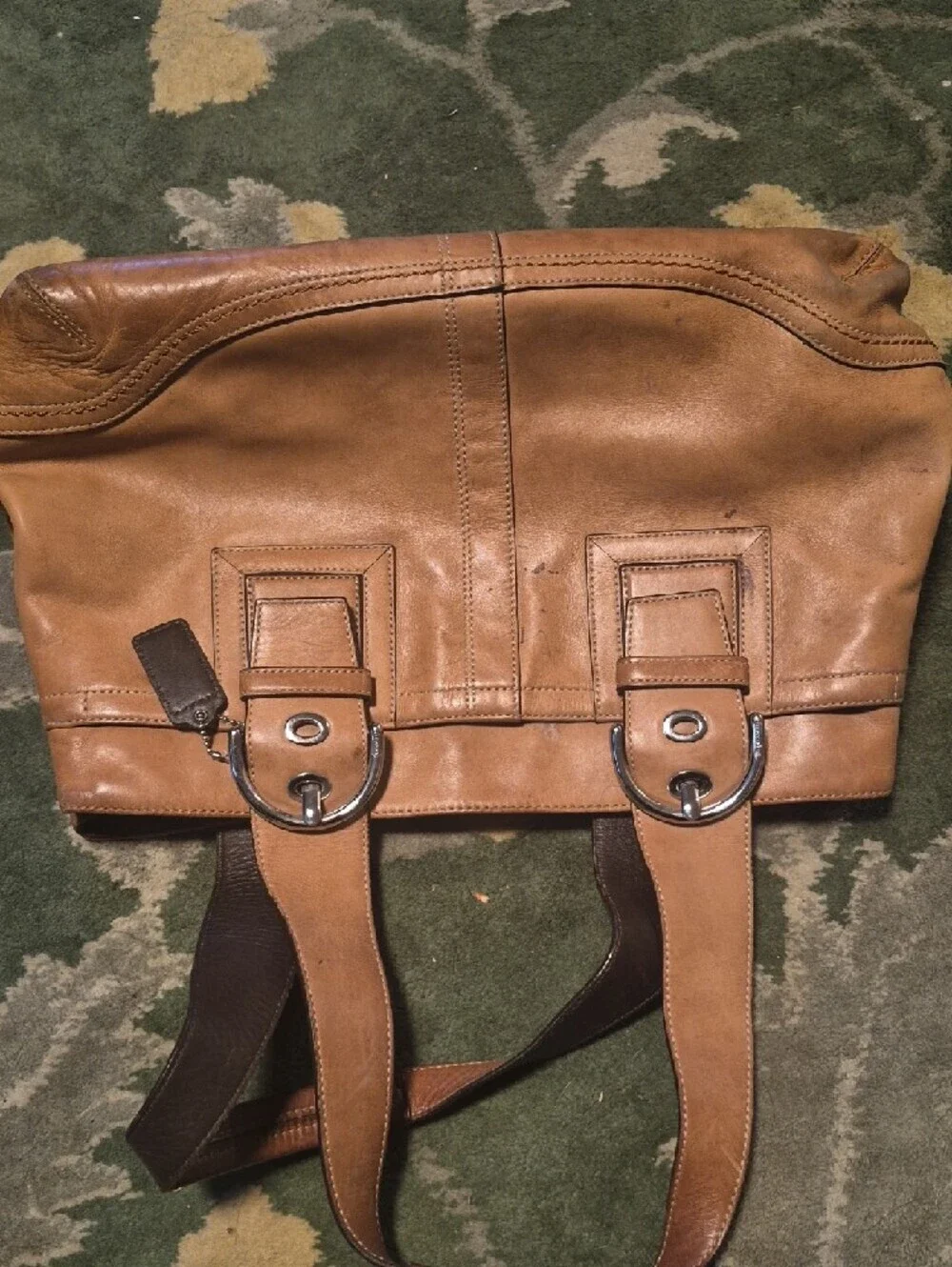 Coach Tan and Dark Brown Leather Hobo Bag